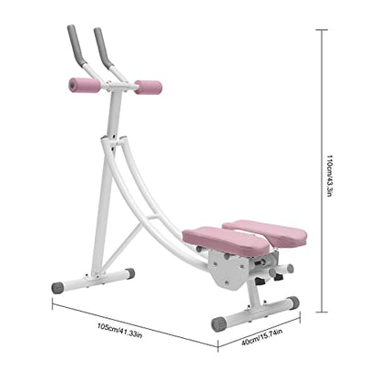 Ab Machine Abdominal Crunch Core Workout Equipment Foldable Exercise Ab Trainer Machine Coaster Abdominal/Core Fitness All Training Equipment Levels for Home & Gym - size: 41.33*15.74*43.3in Pink