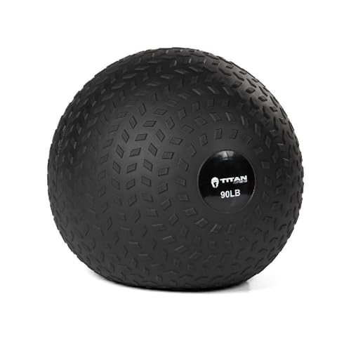 Titan Fitness Rubber Tread Slam Ball, Dead Bounce, Weight Workout - Throw, Catch, Slam, Twist - style: 90 lb