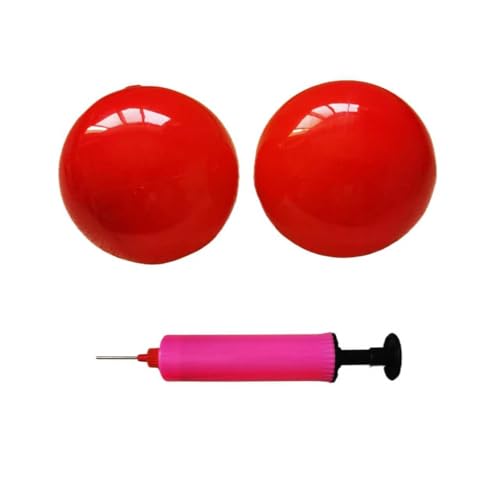 Yoga Massage Ball Smooth Ball – 4 Inch Adjustable Firmness Massage Roller Balls for Back, Neck & Floor Therapy – Gentle Deep Muscle Relief for Sensitive Soft Tissue franklin.with air pump (red) - color: Red
