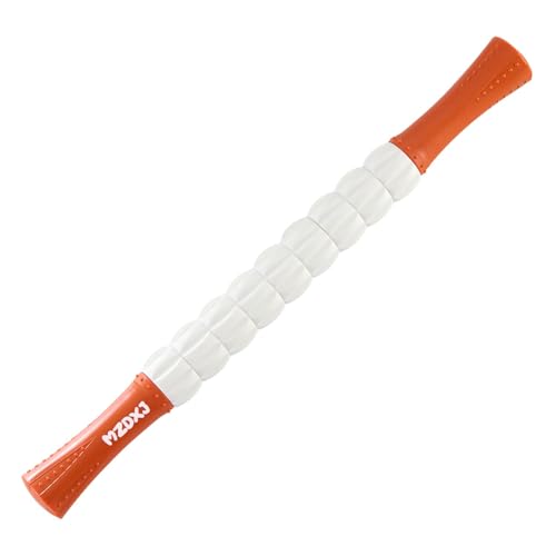 Muscle Roller Massage Roller Stick- Deep Tissue Fascia Blaster for Myofascial Pain Relief, Lymphatic Drainage & Body Sculpting, Handheld Physical Therapy & Recovery Tool(Orange White -18 inch) - color: Orange White
