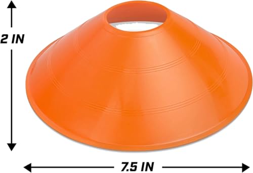 2 Inch High, 7.5" Diameter Orange Disc Cones - Essential Soccer Training Equipment for Pros and Beginners Alike, Single Cone