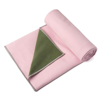 Eunzel Hot Yoga Towel, Reversible Two-Tone Non-Slip Yoga Mat Towel, Sweat Absorbent for Hot Yoga, Pilates and Workout, 72" x 26.5", Army Green& Pink - color: Army Green& Pink