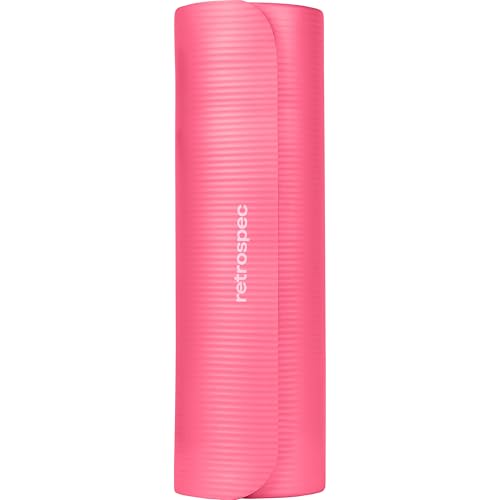 Retrospec Solana Yoga Mat Thick 1/2in Non-Slip Workout Mat with Nylon Strap - 72x24in Exercise Mat for Pilates, Stretching & Fitness - BPA Free, Easy Clean