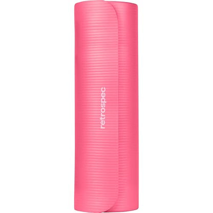 Retrospec Solana Yoga Mat Thick 1/2in Non-Slip Workout Mat with Nylon Strap - 72x24in Exercise Mat for Pilates, Stretching & Fitness - BPA Free, Easy Clean