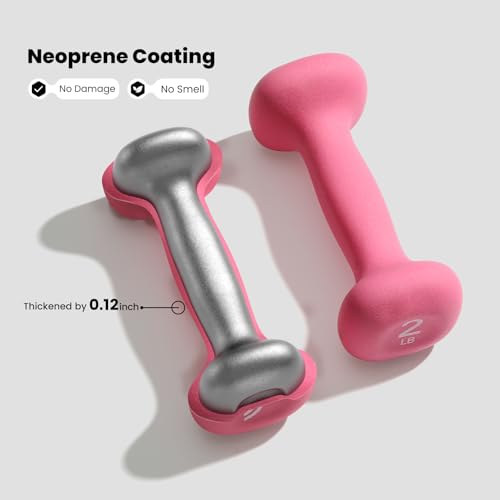 Sportneer Neoprene Dumbbells Set of 2, 2,3, 5, 8, 10lb Hand Weights for Women, Non-Slip Ergonomic Design, Anti-Roll Square Shape at home weights for women