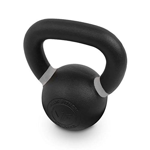 Valor Fitness Premium Cast Iron Kettlebells Powder Coated Kettle Bell Weights - Includes LB and KG Weight - color: B: 15 LB
