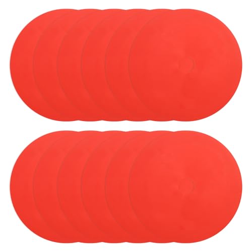 PATIKIL Spot Markers, Non-Slip Floor Dots Agility Markers Flat Field Cones Poly Dot with Hole for Gym PE - color: Red