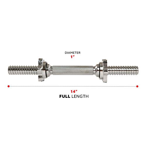 Sunny Health & Fitness Threaded Dumbbell w/Star-Lock Collars, 14"- 24" Pair - style: 14-Inch Classic