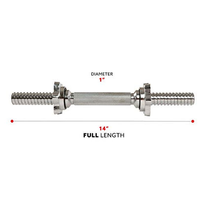 Sunny Health & Fitness Threaded Dumbbell w/Star-Lock Collars, 14"- 24" Pair - style: 14-Inch Classic