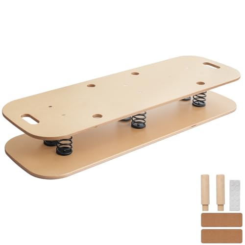 Wooden Balance Board & Wobble Board with Spring System, Adjustable Balance Board for Standing Desk, Stability Trainer for Physical Therapy, Core Strength, Posture Improvement & Home Office Use