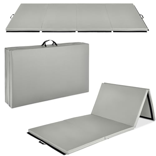 Best Choice Products 10ftx4ftx2in Folding Gym Mat 4-Panel Exercise Gymnastics Aerobics Workout Fitness Floor Mats w/Carrying Handles - color: Gray