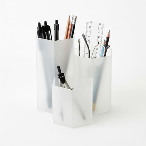 Clear Pencil Holder for Desk | 3 Compartment Organizer Desk Cute Pen Holder | Hexagonal Shape Pencil Cups for Classroom, Offices, Teacher Desks | Multipurpose Make up Organizers and Storage Accessory - style: Style F