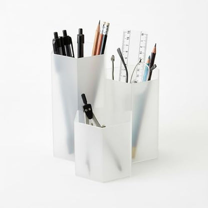 Clear Pencil Holder for Desk | 3 Compartment Organizer Desk Cute Pen Holder | Hexagonal Shape Pencil Cups for Classroom, Offices, Teacher Desks | Multipurpose Make up Organizers and Storage Accessory - style: Style F