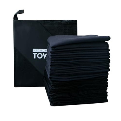 Unisex Sweat Absorbing Microfiber Handkerchiefs Quick Dry Sport Gym Towels 5 Pack - color: W07-20pcs Black