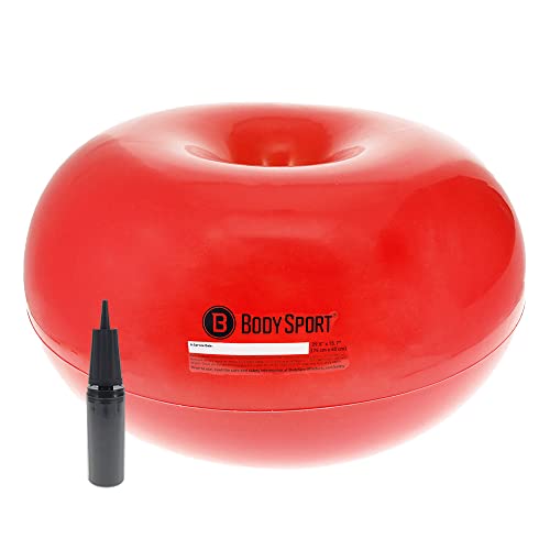 Body Sport Donut Ball – Durable, Inflatable Exercise Ball for Balance & Stability Training, Yoga, & Pilates Workouts – Use in Home, Office, Gym, or Classroom - style: 30-inch