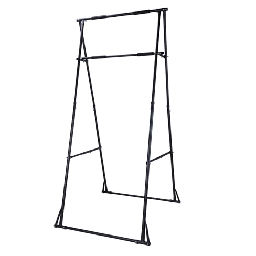 Foldable Pull Up Bar Stand Free Standing Power Tower Workout Station Adjustable Dip Bar for Home Gym Strength Training Equipment