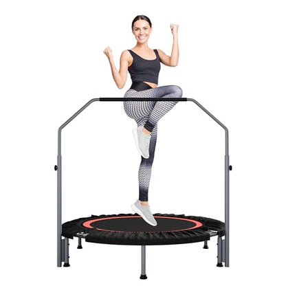 ALTLER 40"/48" Foldable Mini Fitness Rebounder with Adjustable Foam Handle, Max Load 330/440 lbs, Indoor Cardio Exercise Rebounder for Adults - size: 48 IN