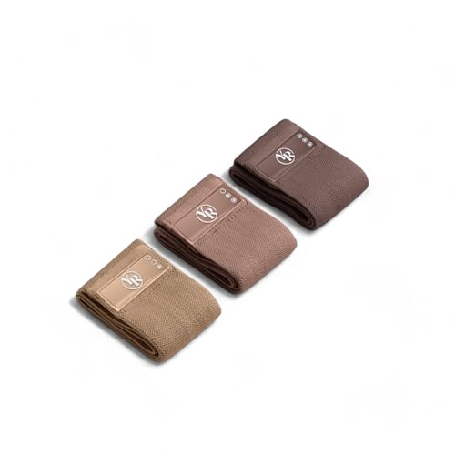 Fabric Booty Band Set for Pilates and Other Workouts- 3 Levels of Resistance 100% Latex Free - color: Mocha