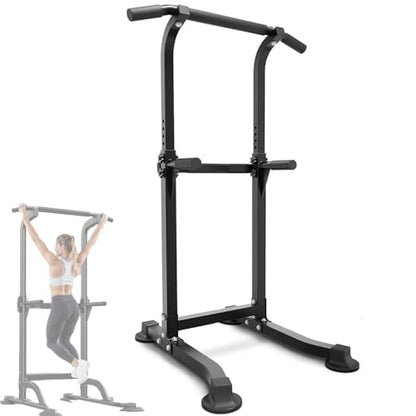 GarveeLife Power Tower - Pull Up & Dip Station for Home Gym, Heavy Duty 330Lbs Free Standing Workout Equipment With Adjustable Height 65"-82.7", Multi-Grip Bars, for Chin-Ups, Push-Ups, Leg Raises