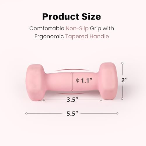 LIONSCOOL Set of 2 Neoprene Coated Dumbbell Hand Weights, Anti-Slip and Anti-Roll Hex Dumbbells in Pair for Strength Training, Resistance Training - style: Hot Pink 2lb Pair