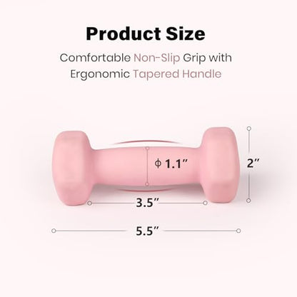 LIONSCOOL Set of 2 Neoprene Coated Dumbbell Hand Weights, Anti-Slip and Anti-Roll Hex Dumbbells in Pair for Strength Training, Resistance Training - style: Hot Pink 2lb Pair