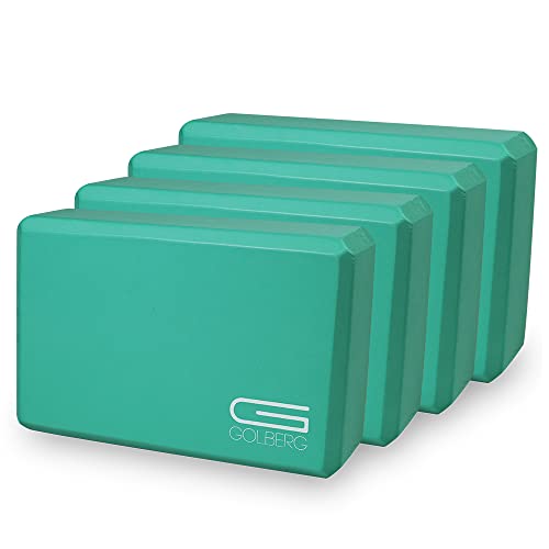 Golberg Foam Yoga Block – For Fitness, High Intensity Support and Improving Strength or Flexibility Pink/Green/Dark Green/Purple/Blue – 1/2/4 Pack - color: 4 Pack - Dark Green