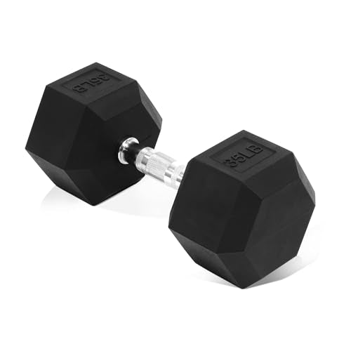 Fitvids Hex Dumbbells Rubber Coated Hand Weights for Exercises and Fitness, 10-50LB Option - size: 35LB Single