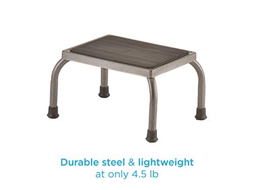 NOVA Step Stool with Steel Base, 300 lb Capacity – Non-Slip Rubber Platform & Skid-Resistant Feet, Lightweight 4.5 lb, Assembled, Durable Gunmetal Gray, Rust-Proof Hammertone Finish - style: Standard