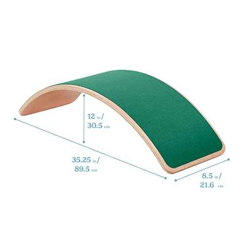 ECR4Kids Wooden Rocking Balance Board with Non-Slip Felt Base, Montessori Toy, Green - color: Green