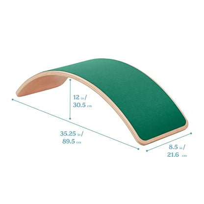 ECR4Kids Wooden Rocking Balance Board with Non-Slip Felt Base, Montessori Toy, Green - color: Green