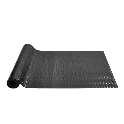 VEVOR Rubber Flooring Roll, 4 x 15 ft SBR Diamond-Plate Rubber Mat, 3mm Thickened, Easy to Clean, Customizable Size, Non-Slip Floor Protector Mat for Under Cars, Garage, Warehouse, Industry Gym, Black - size: 182.1"L x 48.7"W x 0.1"Th