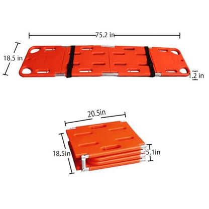 Foldable Lifeguard Spine Board - Lightweight & Portable Float Stretcher, Plastic Backboard, 350Lb Capaci, tial Water Equint for Lifeguards & Emerncy Response - color: Four Fold