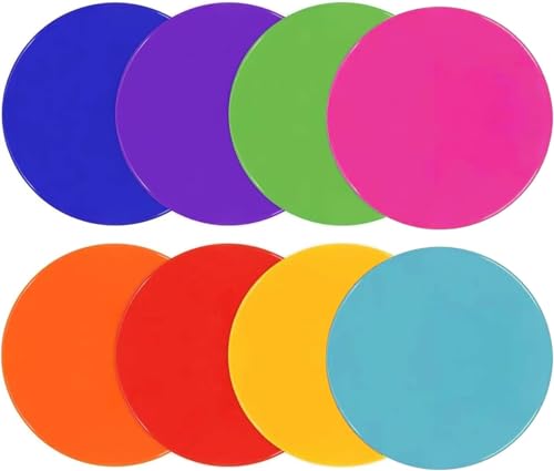 8PCS Spot Markers 9 Inch Non Slip Agility Dots Flat Field Cones Circles Rubber Floor Dots for Kids Sports Soccer Basketball Training, Gym Training, Preschool Kindergarten Classroom