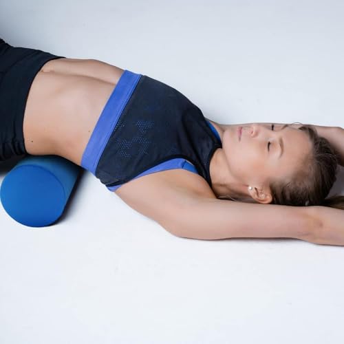 High-Density Foam Roller for Muscle Recovery & Massage, 13" x 3.75" EVA Firm Roller for Warm-Up/Cooldown, Yoga & Pilates, Includes Carry Case (Blue) - color: Blue