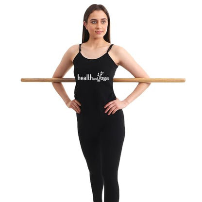 HealthAndYoga™ StretchNHeal Collapsible Multi-Use Wooden Yoga Stick - Regular and XL - Portable Posture Corrector Pole, Stretch Mobility Stick, Physical Workout Exercise Dowel - size: XL - 48" without Sleeve