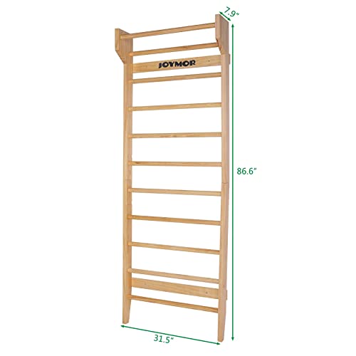 JOYMOR Gymnastics Wood Stall Bar, Multi-use Swedish Ladder- Wall Mounted Pull Up Bar-Physical Therapy for Stretching and Various Exercises,Indoor Home Gym Workout Yoga