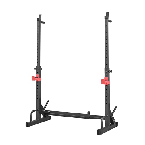 VEVOR Power Cage Squat Rack, Home Gym Power Rack with Adjustable Height & Width, 550LBS Strength Training Workout Equipment with Barbell Storage Racks & J-Hooks for Bench Press, Squat, Weight Lifting