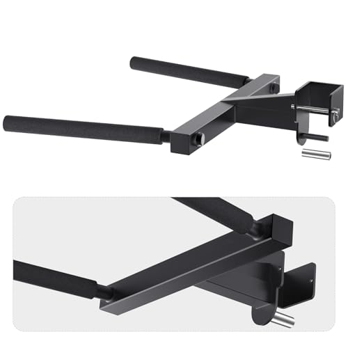 SELEWARE Squat Rack Attachment, Y-Shaped Dip Bar Attachment, Nordic Hamstring Curl Attachment and Lever Arms for 2x2 or 3x3 Power Rack with 5/8" or 1" Hole, Power Cage Accessories for Home Gym