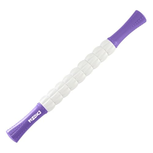 Muscle Roller Massage Roller Stick- Deep Tissue Fascia Blaster for Myofascial Pain Relief, Lymphatic Drainage & Body Sculpting, Handheld Physical Therapy & Recovery Tool (Purple White-18 inch) - color: Purple White