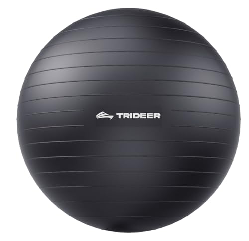 Trideer Yoga Ball for Exercise, Daily Stretching, Pilates, Core & Balance Training, Stability Ball for Pregnancy & Birthing Prep, Physical Therapy, Office Chair for Active Seating, Quick Pump Included - color: Black, size: S(15-18ines/38-45cm)