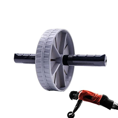 Ab Exercise Roller with Comfortable Handle, Training Workout Equipment for Gym Body Fitness & Strength, Achieve Toned Core Muscles, Gray
