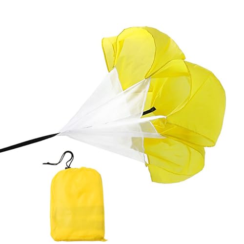 Qtopun 56 Inches Running Speed Training Parachute, Speed Chute Resistance Powerchute Umbrella with Adjustable Strap for Running, Football, Soccer Speed Training - color: Yellow