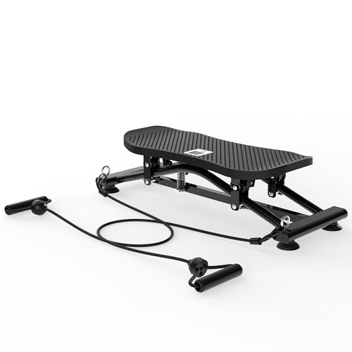 Indoor Ski Simulator with Resistance Bands Full Body Ski Machine for Home Gym Core Trainer Balance Board with Non-Slip Base Black