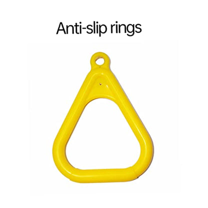 Trapeze Swing Bar Wooden Hanging Hoop Gymnastic Swing Rings with Adjustable Straps Yellow Trapeze for Kids