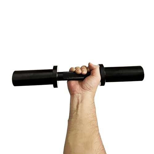Olympic Loadable Dumbbell Handle, 16 Inch Steel Barbell with 2 Pairs Collar Clips, 200lb Capacity for Home Gym, Weightlifting, Strength Training and Bodybuilding