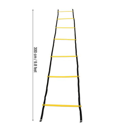 Speed Training Ladder, Portable Footwork Exercise Tackle for Football Soccer Sports (3.5m7 - Rung-Yellow)