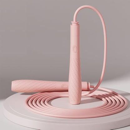 Jump Rope with silicone handle,Tangle-Free Jump Rope with Dual Bearing System,Ultra-Smooth for Fitness & Training - color: pink