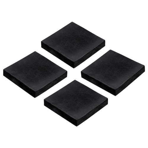 uxcell 4pcs Rubber Anti-Vibration Pads Hard Pad, 50mm Square Vibration Isolation Mats, 10mm Thickness Non-Slip Rubber Blocks, Anti-Skid Anti Noise for HVAC, Compressor, Air Conditioner