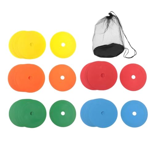 20pcs Round Flat Cones Spots Markers Lightweight Floor Disc Set Sports Coaches Teams Indoor Outdoor Training - color: Blue