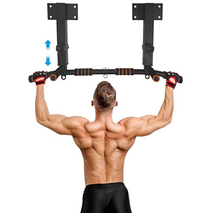 Wall Mounted Pull Up Bar and Dip Station, Heavy Duty Wall Mount Pull-up Chin Up Bar Multifunctional Home Gym Workout Indoor Exercise Equipment Support to 440 Lbs